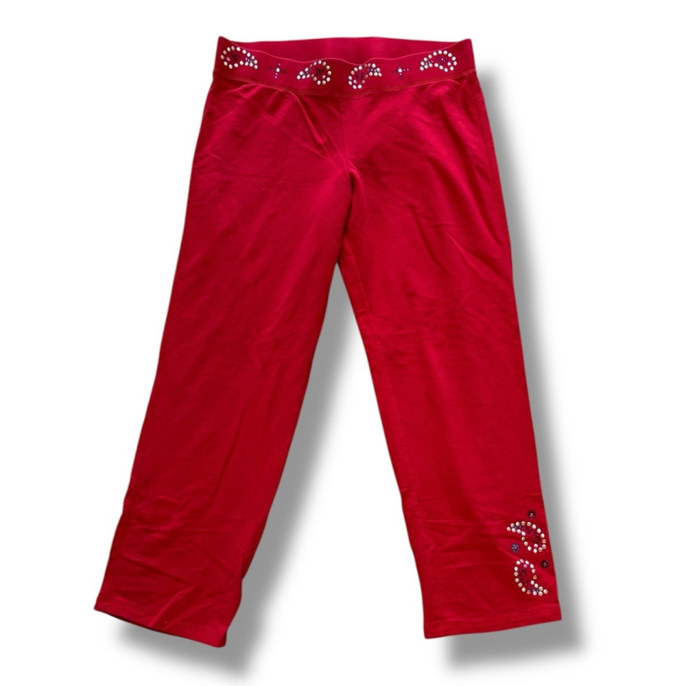 Vintage Victoria Secret Embellished Red Flare Pants Size Large